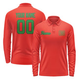 Custom Orange Red Emerald Green Long Sleeve Polo Shirt