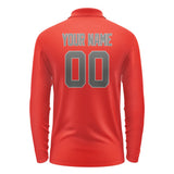 Custom Orange Red Dark Grey Long Sleeve Polo Shirt