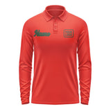 Custom Orange Red Dark Green Long Sleeve Polo Shirt