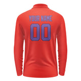 Custom Orange Red Light Purple Long Sleeve Polo Shirt