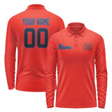 Custom Orange Red Navy Long Sleeve Polo Shirt