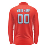 Custom Orange Red Light Blue Long Sleeve Polo Shirt