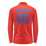 Custom Orange Red Sky Blue Long Sleeve Polo Shirt