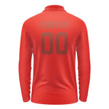 Custom Orange Red Coral Red Long Sleeve Polo Shirt