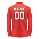 Custom Orange Red Cream Long Sleeve Polo Shirt