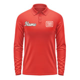 Custom Orange Red Cream Long Sleeve Polo Shirt