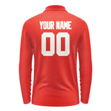 Custom Orange Red White Long Sleeve Polo Shirt