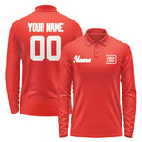 Custom Orange Red White Long Sleeve Polo Shirt