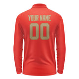 Custom Orange Red Light Khaki Long Sleeve Polo Shirt