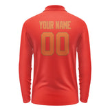 Custom Orange Red Orange Long Sleeve Polo Shirt