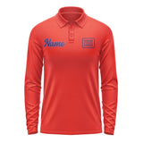 Custom Orange Red Purple Long Sleeve Polo Shirt