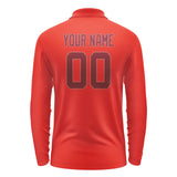 Custom Orange Red Crimson Red Long Sleeve Polo Shirt