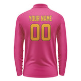 Custom Pink Yellow Long Sleeve Polo Shirt