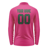 Custom Pink Green Long Sleeve Polo Shirt