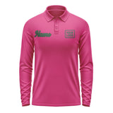 Custom Pink Green Long Sleeve Polo Shirt