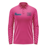 Custom Pink Navy Long Sleeve Polo Shirt