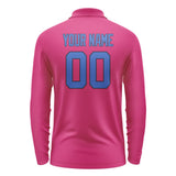 Custom Pink Sky Blue Long Sleeve Polo Shirt