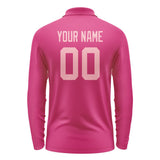 Custom Pink Light Pink Long Sleeve Polo Shirt