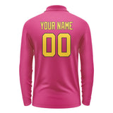 Custom Pink Gold Long Sleeve Polo Shirt