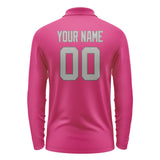 Custom Pink Gray Long Sleeve Polo Shirt