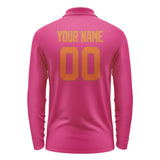 Custom Pink Orange Long Sleeve Polo Shirt