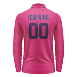Custom Pink Purple Long Sleeve Polo Shirt