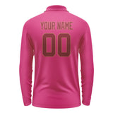 Custom Pink Crimson Red Long Sleeve Polo Shirt