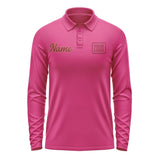 Custom Pink Crimson Red Long Sleeve Polo Shirt