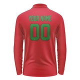 Custom Red Emerald Green Long Sleeve Polo Shirt