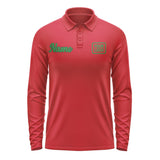 Custom Red Emerald Green Long Sleeve Polo Shirt