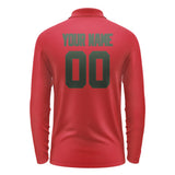 Custom Red Dark Green Long Sleeve Polo Shirt