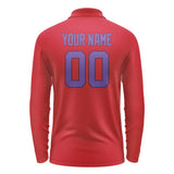 Custom Red Light Purple Long Sleeve Polo Shirt
