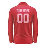 Custom Red Light Pink Long Sleeve Polo Shirt