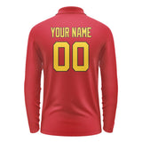 Custom Red Gold Long Sleeve Polo Shirt