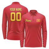 Custom Red Gold Long Sleeve Polo Shirt