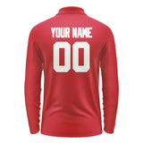Custom Red White Long Sleeve Polo Shirt