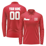 Custom Red White Long Sleeve Polo Shirt