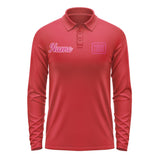 Custom Red Pink Long Sleeve Polo Shirt