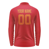 Custom Red Orange Long Sleeve Polo Shirt