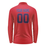Custom Red Purple Long Sleeve Polo Shirt