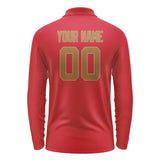 Custom Red Khaki Long Sleeve Polo Shirt