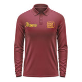 Custom Crimson Red Yellow Long Sleeve Polo Shirt
