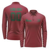 Custom Crimson Red Green Long Sleeve Polo Shirt