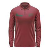 Custom Crimson Red Dark Green Long Sleeve Polo Shirt