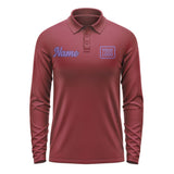 Custom Crimson Red Light Purple Long Sleeve Polo Shirt
