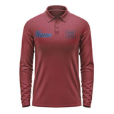Custom Crimson Red Navy Long Sleeve Polo Shirt