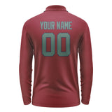 Custom Crimson Red Blue Green Long Sleeve Polo Shirt