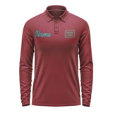 Custom Crimson Red Blue Green Long Sleeve Polo Shirt