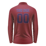 Custom Crimson Red Purple Long Sleeve Polo Shirt