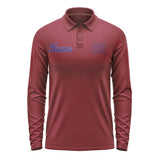Custom Crimson Red Purple Long Sleeve Polo Shirt